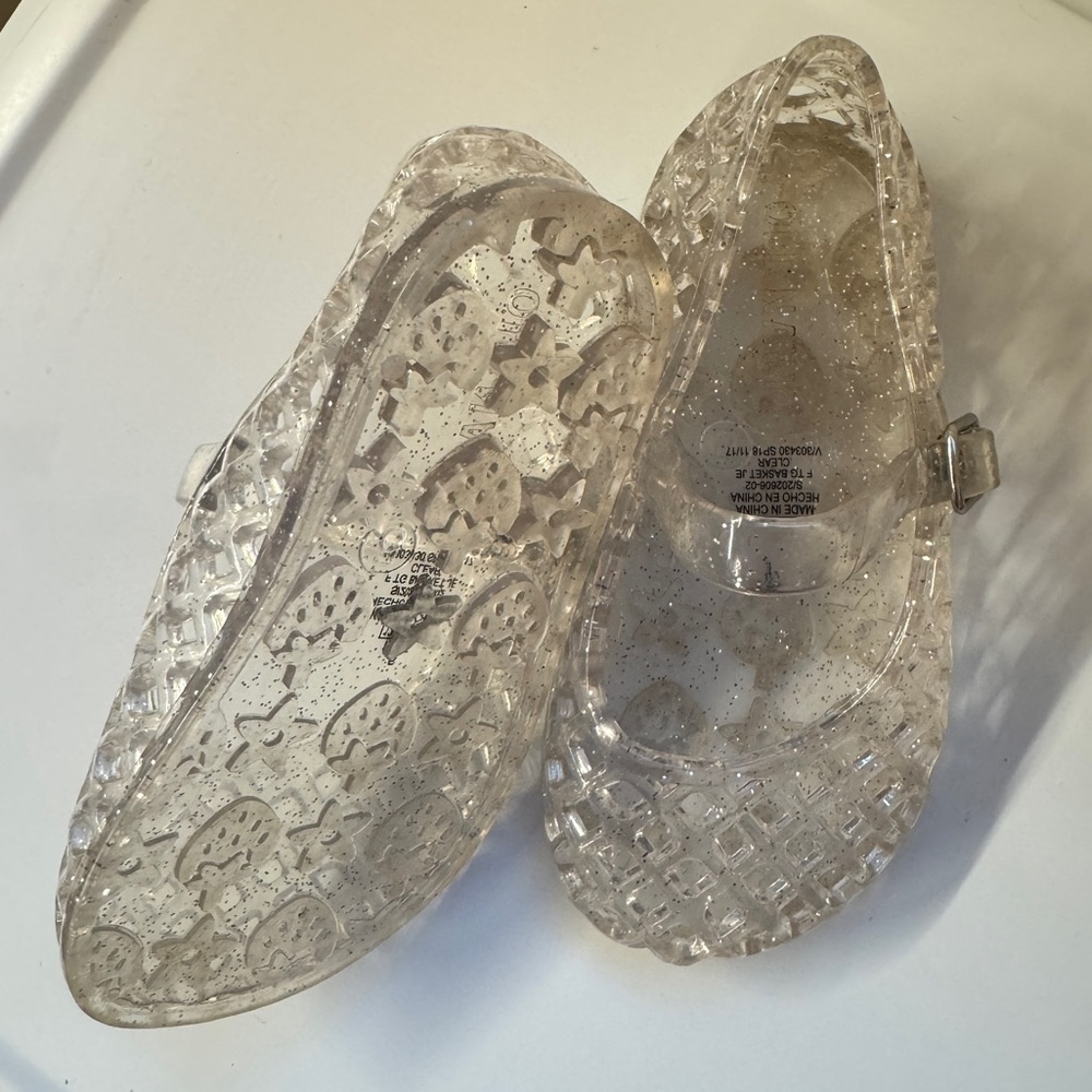 Sparkly Clear Basket Weave Jelly Ballet Shoes - Picture 4 of 7